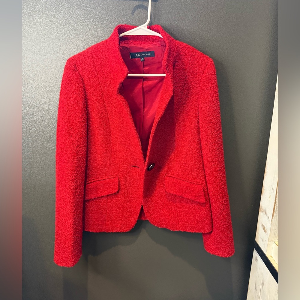 Anne Klein Textured Red Blazer